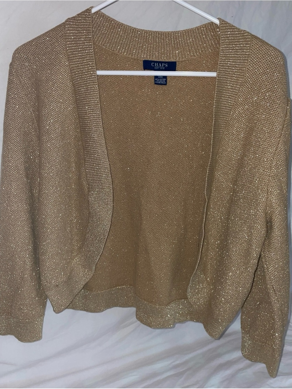 Chaps Women's Shimmery Gold Open-Front Cardigan